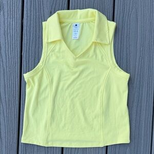 Yogalicious Bright Yellow Sleeveless Polo Tank Top